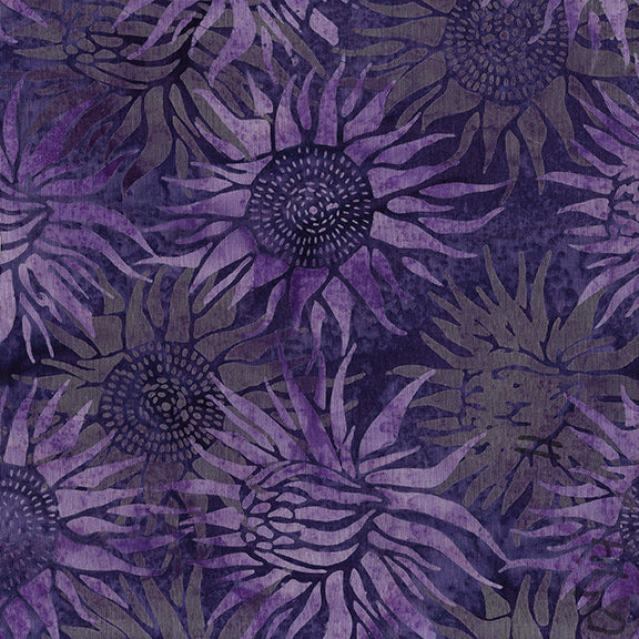 Island Batik Quilt Fabric - Floral Wonders Protea Flower in Blurple Pu ...